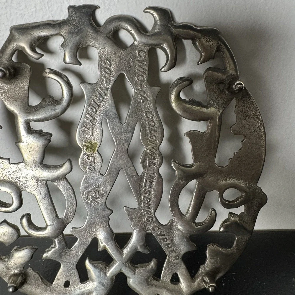 Vintage Wilton Columbia PA 1950 Metal Trivet Ornate Scroll Hot‎ Plate Mid Cent